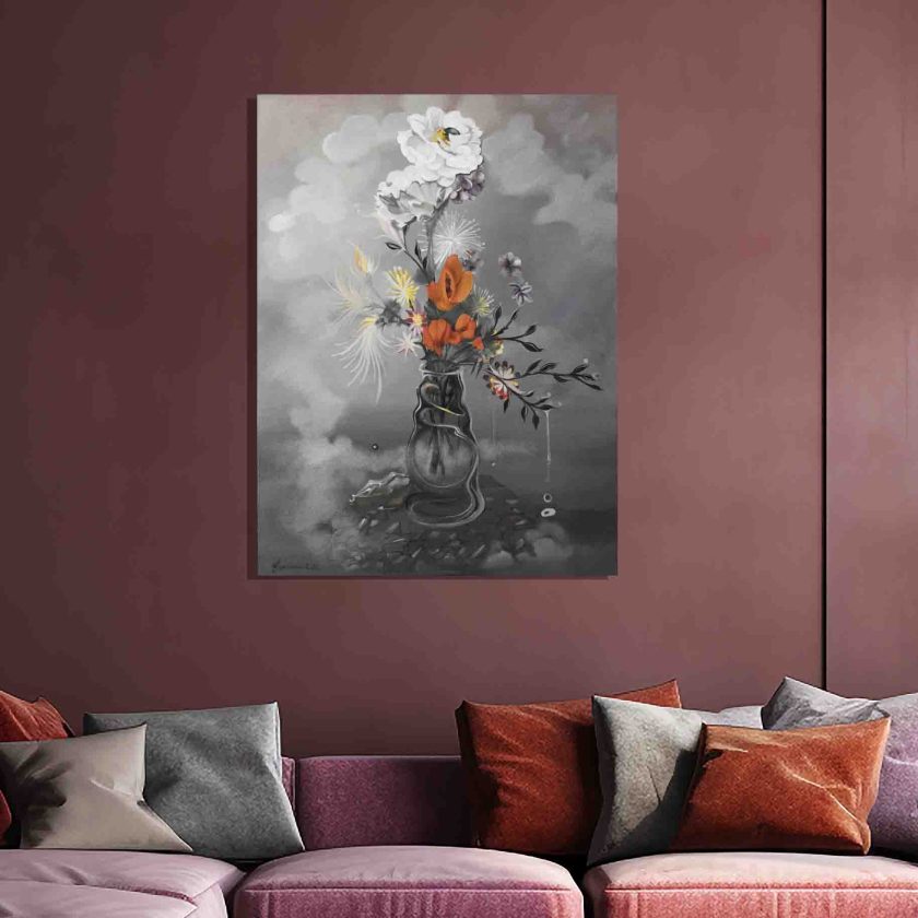 Le Bouquet Avec Teinte. Huile sur toile de Hilda Garman re-colorisée. Disponible en repro sur toile en format 60 X 80 cm