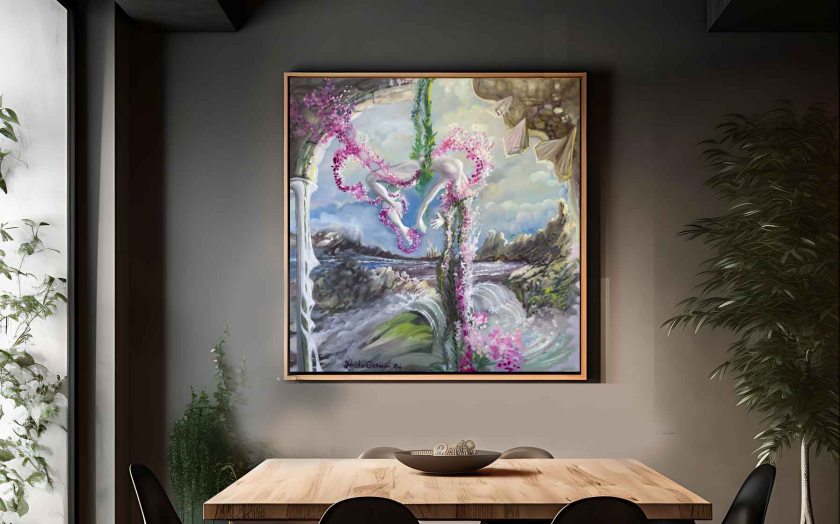  Figure allégorique de la jeunesse prenant son envol dans un environnement naturel IMPRESSION SUR TOILE 100x100 Mock up2