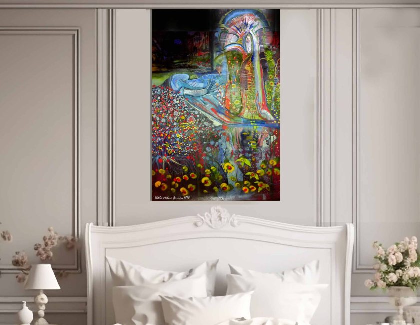 Impression sur toile 80 x 120 - Souvenir de Suisse par Hilda Garman.