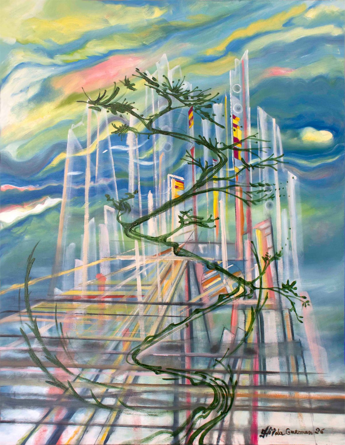 "Le port des voiliers sur la méditerranée" Reprographie numérique d'une Huile sur toile de Hilda Garman Art.2026.