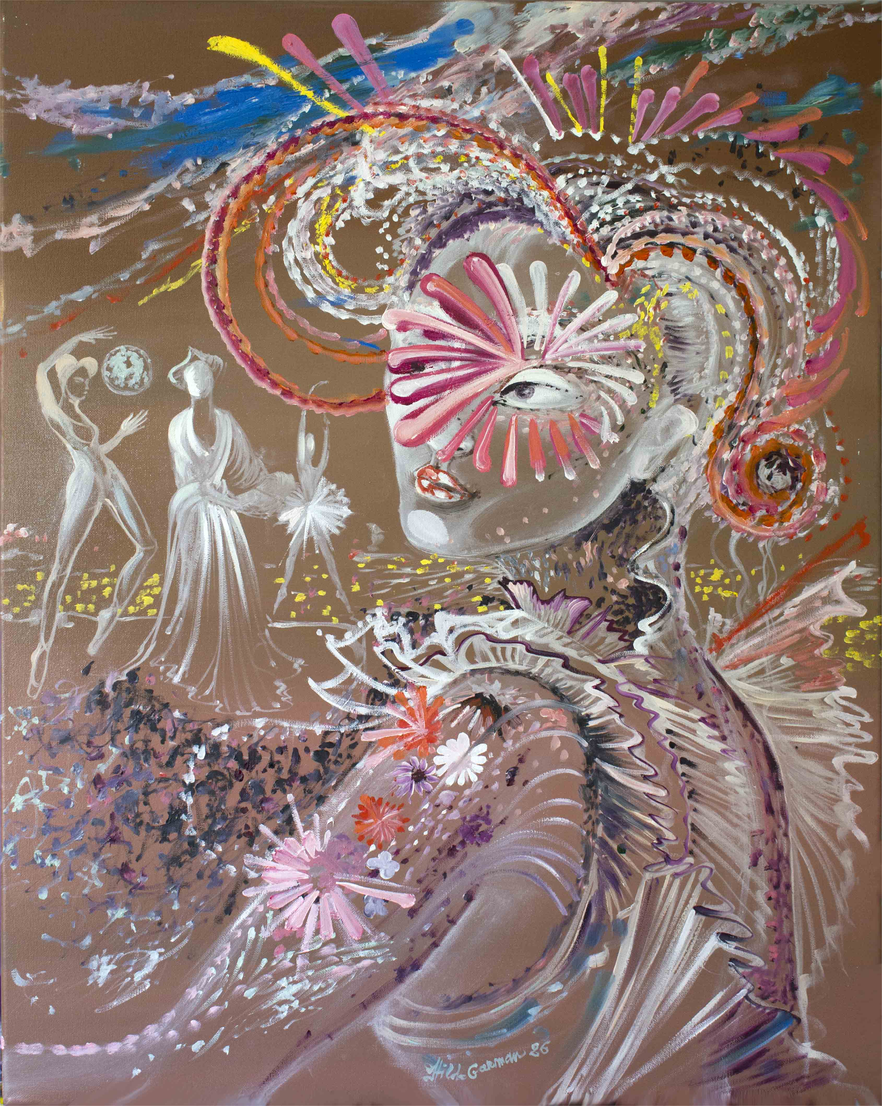 "Française Lambda en Vacances" Impression sur toile sur châssis 80 x 60 cm. Hilda Garman Art.2026.