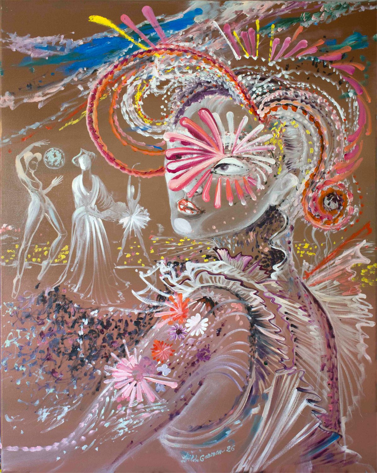 "Française Lambda en Vacances" Impression sur toile sur châssis 80 x 60 cm. Hilda Garman Art.2026.