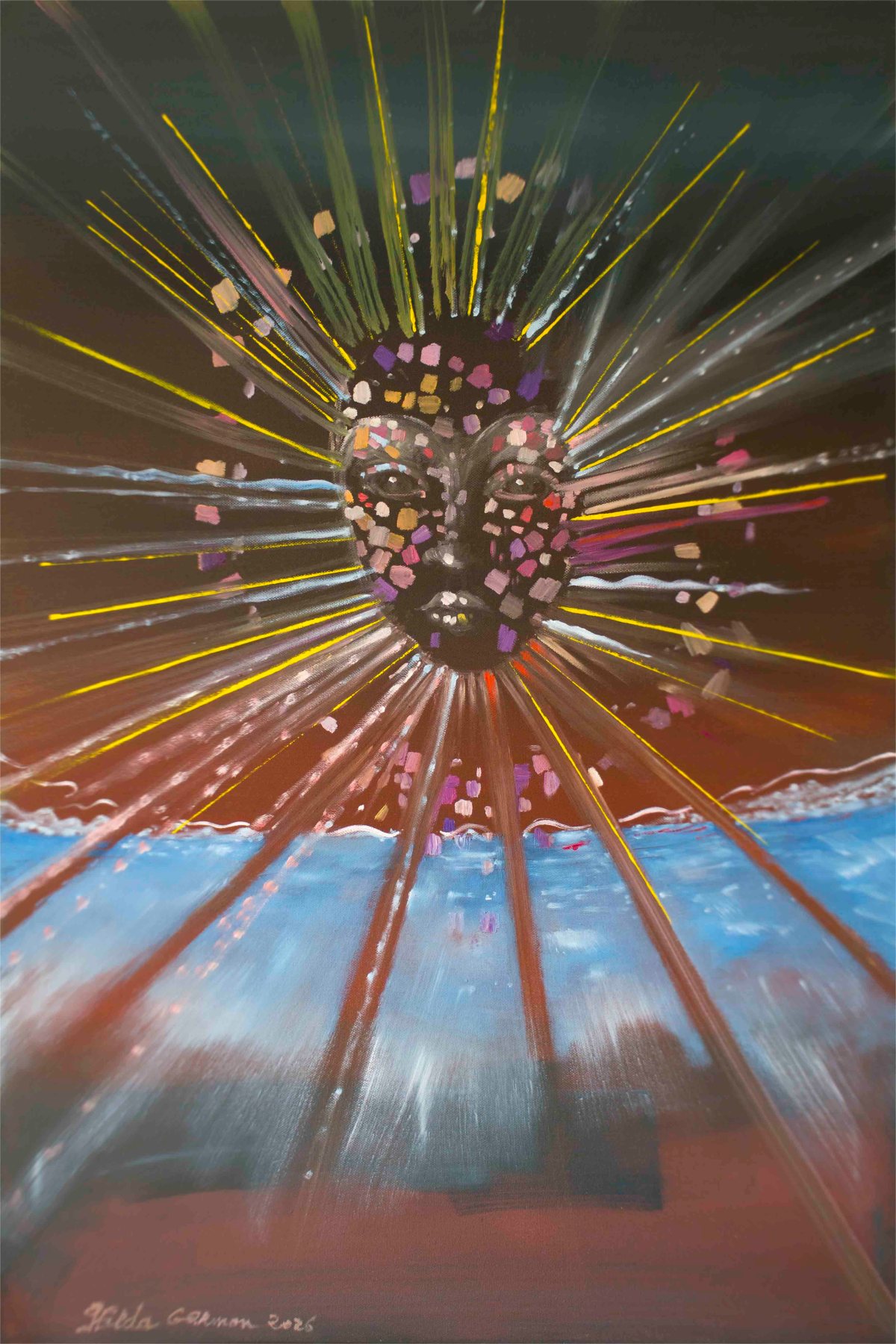 "Résurrection Metaphysique" Reprographie numérique d'une Huile sur toile 90 x 60 cm. Hilda Garman Art.2026.